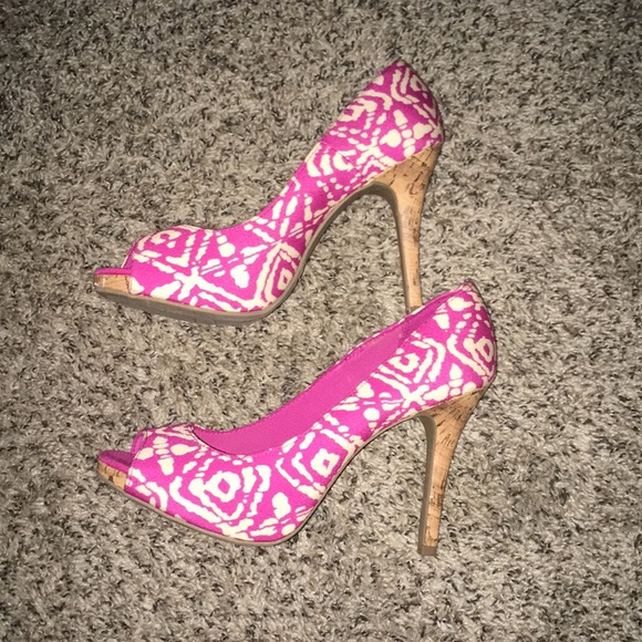 Pink and White summer heels - Picture 2 of 3